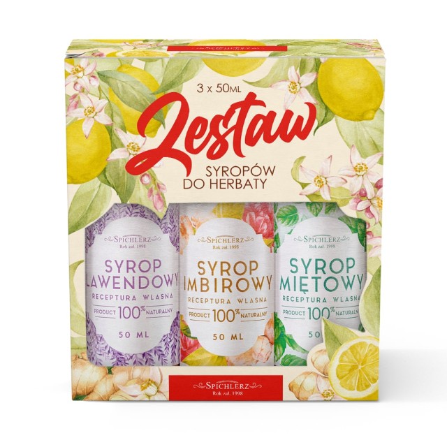 Zestaw syropów do herbaty 3x imbir lawenda mięta